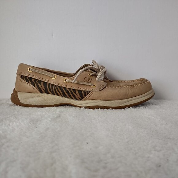 Sperry Top-Sider Leather Upper Boat Shoes Loafers With Zebra Print Size 6.5 M - Picture 10 of 16